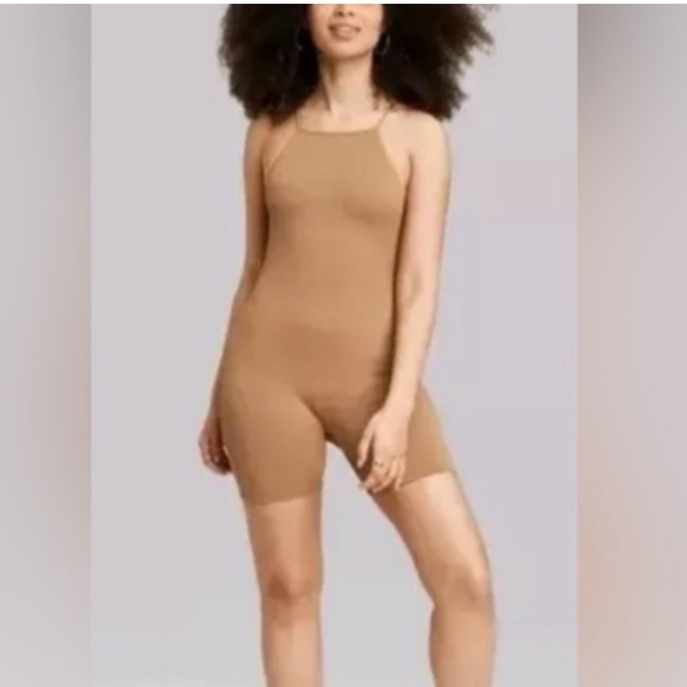 Wild Fable Tan Halter Fitted Romper Casual